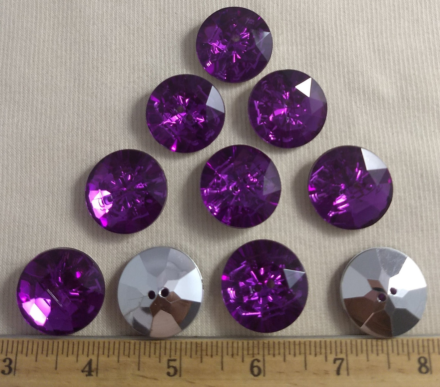 Button #SA2985 #2-Hole #5 #Purple #Round #Acrylic-Stone #10pc