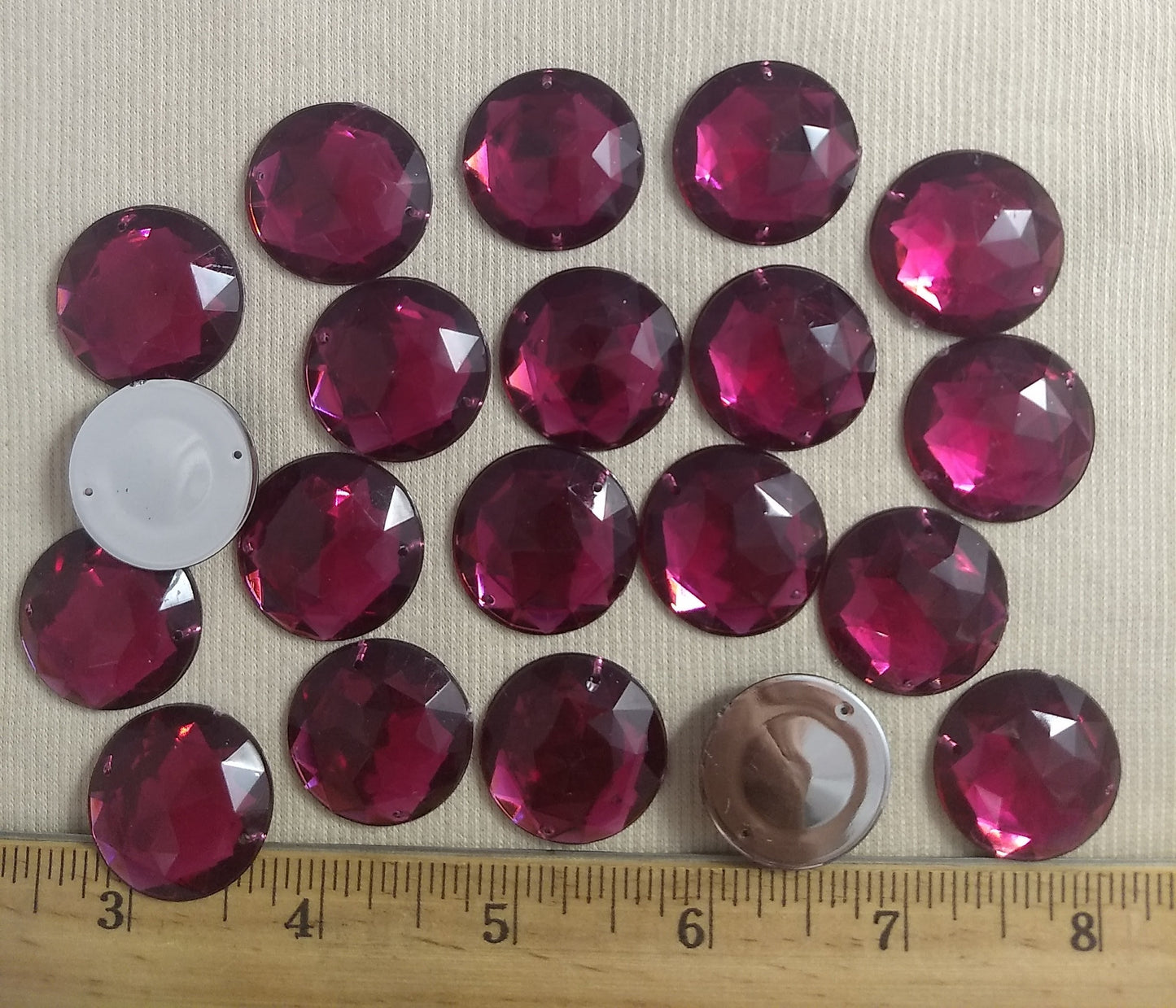 Bead #XFFZ-D25M #2-Hole #49 #Wine #Round #Acrylic-Stone #20pc