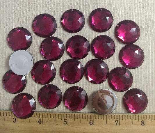 Bead #XFFZ-D25M #2-Hole #49 #Wine #Round #Acrylic-Stone #20pc