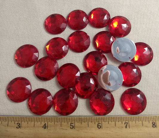 Bead #XFFZ-D25M #2-Hole #6 #Red #Round #Acrylic-Stone #20pc