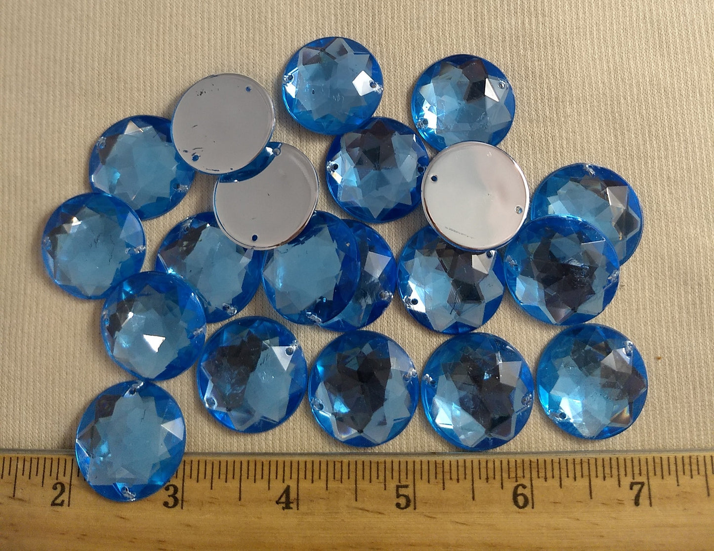 Bead #XFFZ-D25M #2-Hole #24 #Blue #Round #Acrylic-Stone #20pc