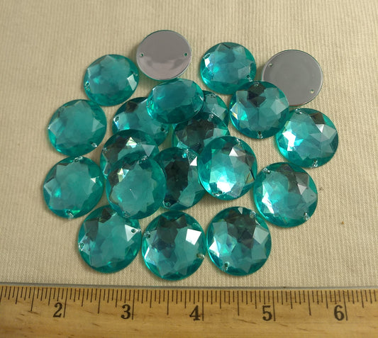 Bead #XFFZ-D25M #2-Hole #5 #Green #Round #Acrylic-Stone #20pc