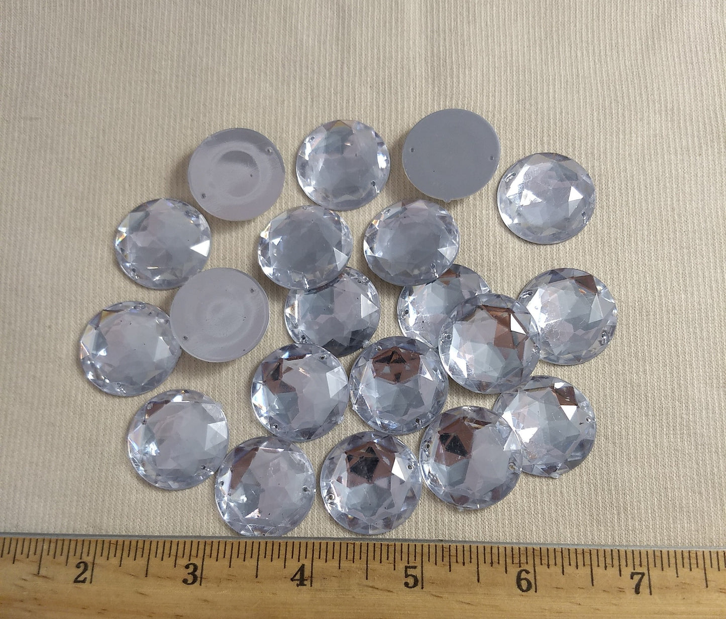 Bead #XFFZ-D25M #2-Hole #10 #Clear #Round #Acrylic-Stone #20pc