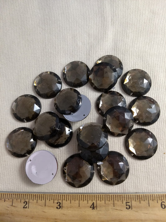 Bead #XFFZ-D25M #2-Hole #40 #Brown #Round #Acrylic-Stone #20pc