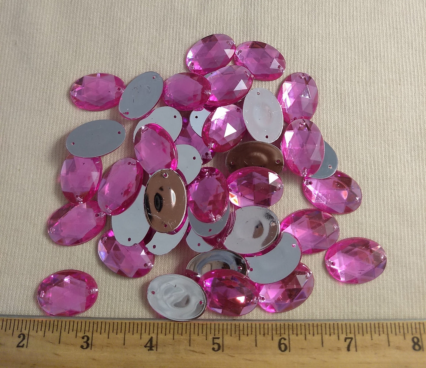 Bead #XFFZ-A24 #2-Hole #27 #Pink #Oval #Acrylic-Stone #40pc