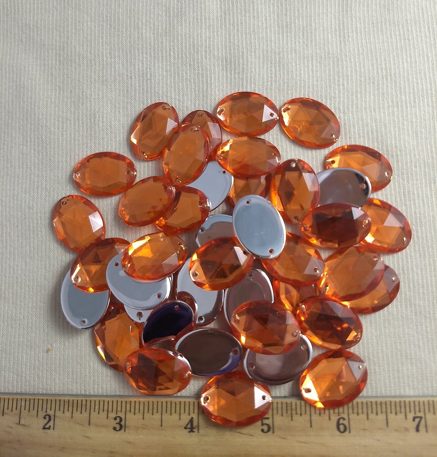 XFFZA24 #2-Hole #16 #Orange #Oval #Acrylic-Stone #40pc