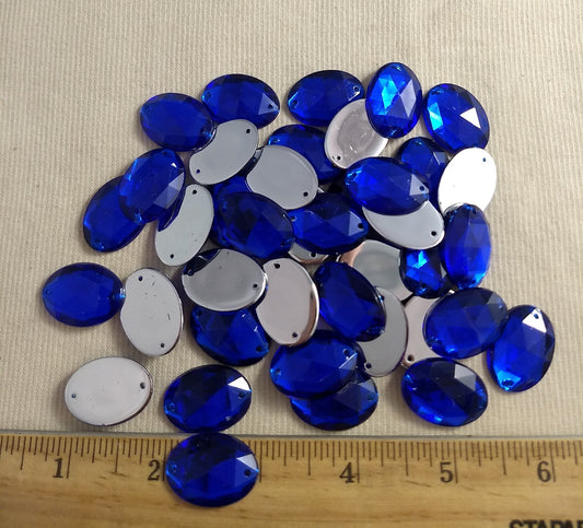 Bead #XFFZ-A24 #2-Hole #1 #Blue #Oval #Acrylic-Stone #40pc