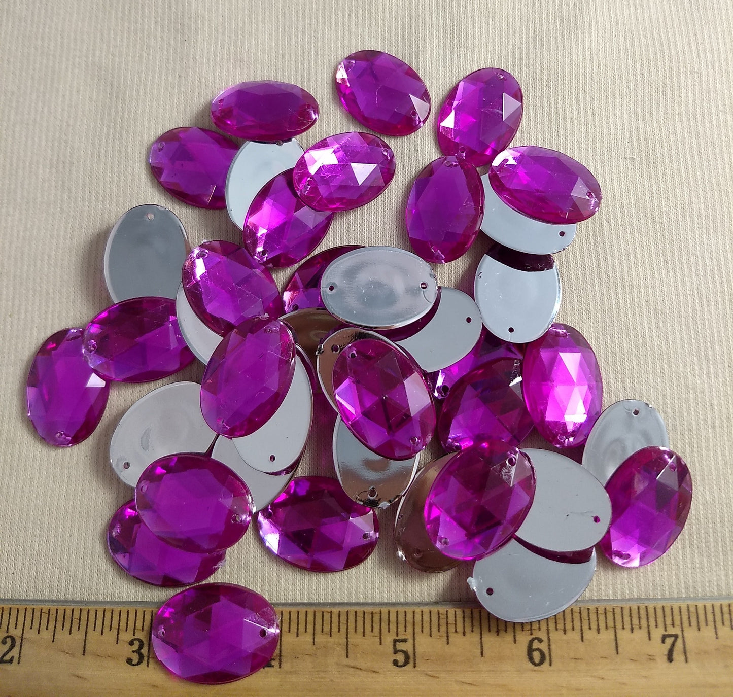 Bead #XFFZ-A24 #2-Hole #12 #Pink #Oval #Acrylic-Stone #40pc