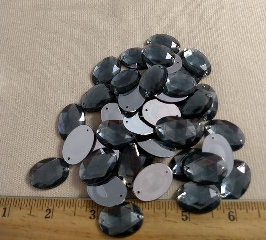 Bead #XFFZ-A24 #2-Hole #30 #Grey #Oval #Acrylic-Stone #40pc