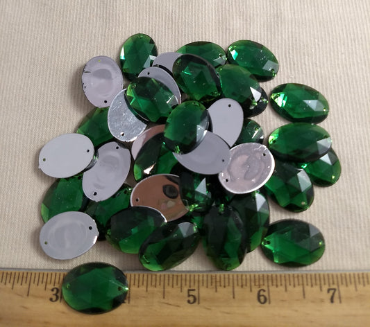 Bead #XFFZ-A24 #2-Hole #22 #Green #Oval #Acrylic-Stone #40pc