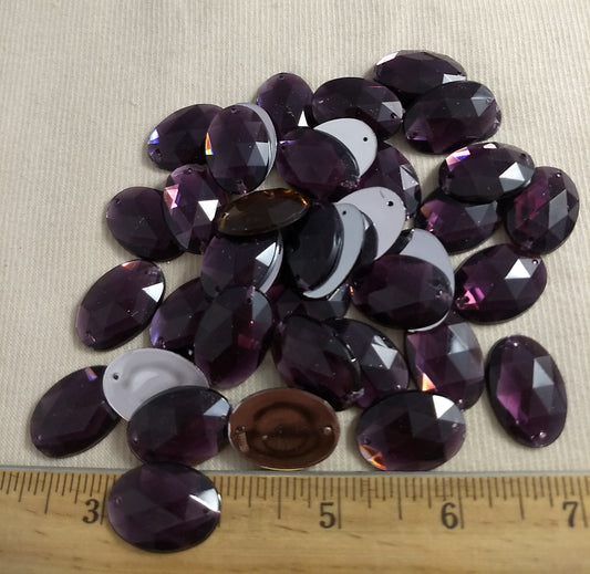 Bead #XFFZ-A24 #2-Hole #44 #Purple #Oval #Acrylic-Stone #40pc