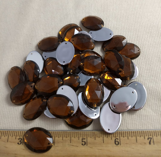 Bead #XFFZ-A24 #2-Hole #36 #Brown #Oval #Acrylic-Stone #40pc