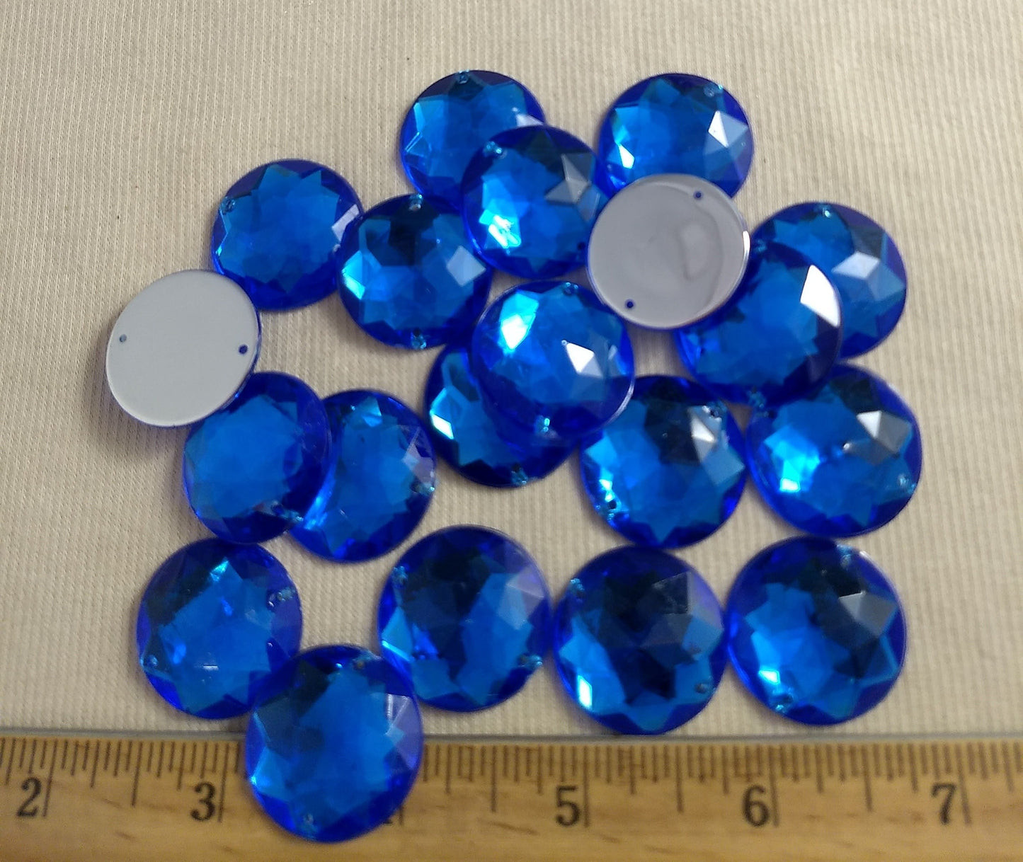 Bead #XFFZ-D25M #2-Hole #Blue #Round #Acrylic-Stone #20pc