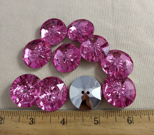 Button #SA2985 #2-Hole #8 #Rose-Pink #Round #Acrylic-Stone #10pc