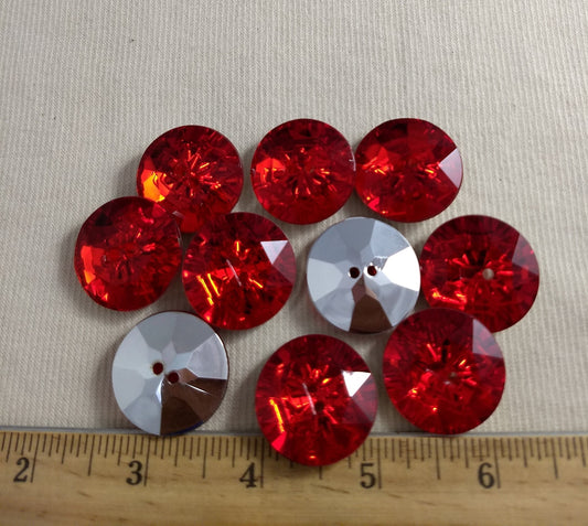 Button #SA2985 #2-Hole #3 #Red #Round #Acrylic-Stone #10pc