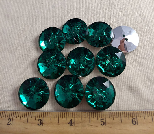 Button #SA2985 #2-Hole #6 #Green #Round #Acrylic-Stone #10pc