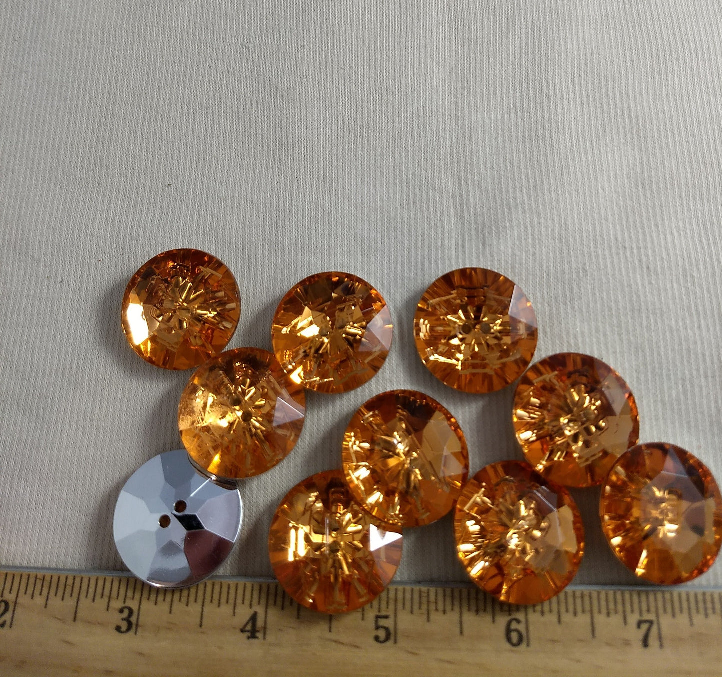 Button #SA2985 #2-Hole #37 #Orange #Round #Acrylic-Stone #10pc