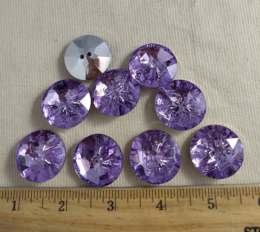 Button #SA2985 #2-Hole #9 #Purple #Round #Acrylic-Stone #10pc