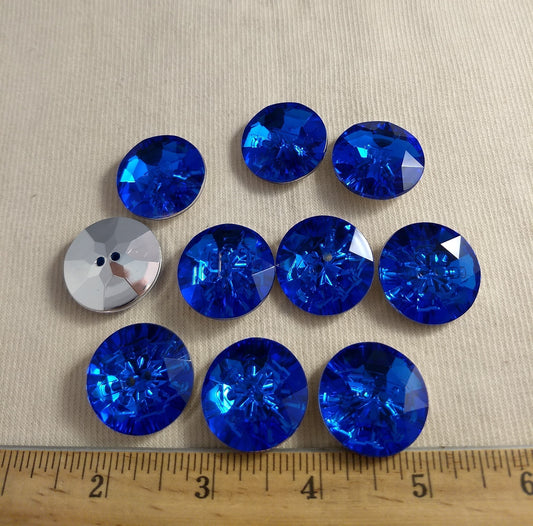 Button #SA2985 #2-Hole #4 #Blue #Round #Acrylic-Stone #10pc