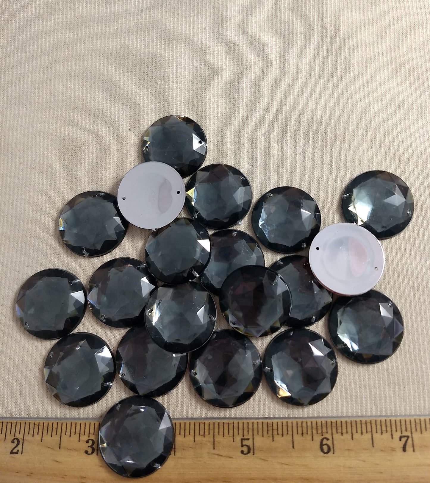 Bead #XFFZ-A25M #2-Hole #30 #Grey #Round #Acrylic-Stone #20pc