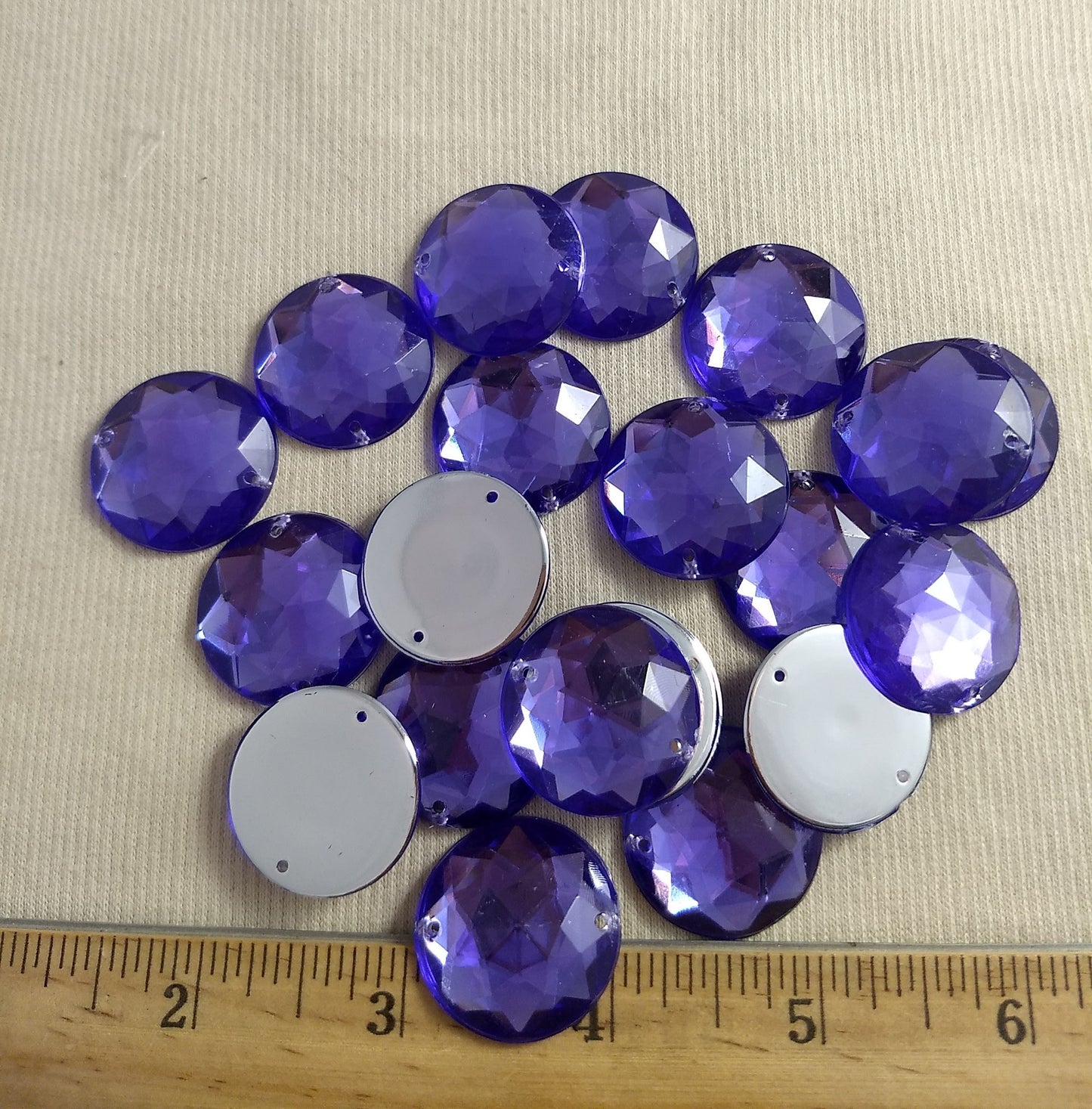 Bead #XFFZ-A25M #2-Hole #25 #Purple #Round #Acrylic-Stone #20pc