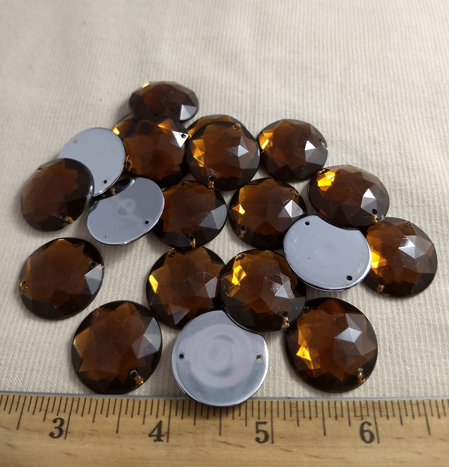 Bead #XFFZ-D25M #2-Hole #36 #Brown #Round #Acrylic-Stone #20pc