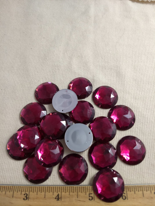 Bead #XFFZ-D25M #2-Hole #36 #Wine-Red #Round #Acrylic-Stone #20pc