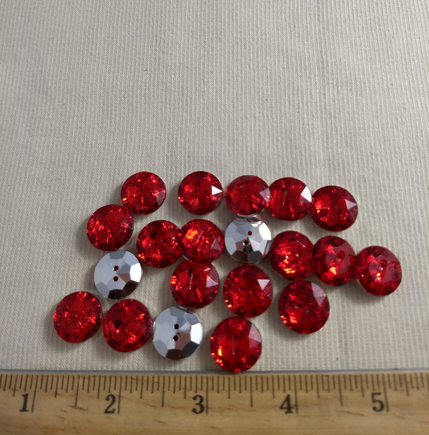 Button #SA2985 #2-Hole #Red #Round #Acrylic-Stone #20pc