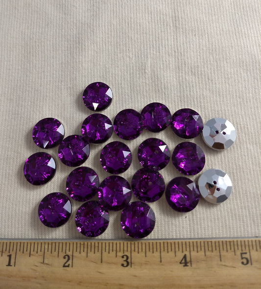 Button #SA2985 #2-Hole #Purple #Round #Acrylic-Stone #20pc