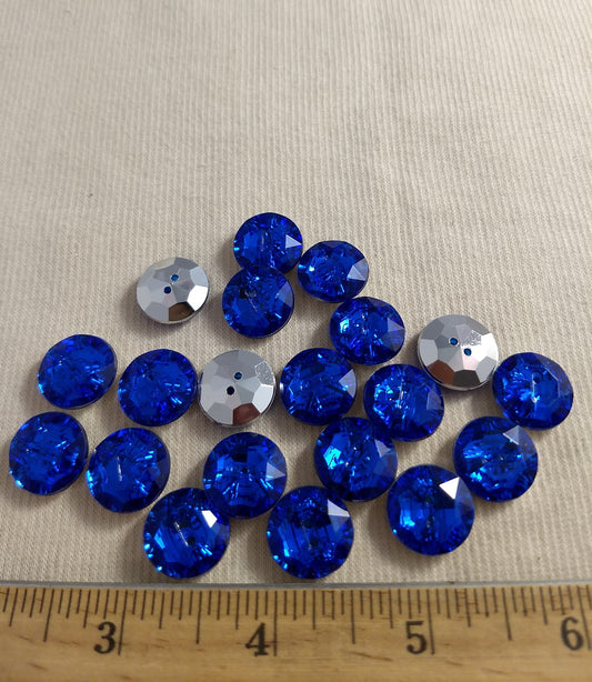 Button #SA2985 #2 Hole #Blue #Round #Acrylic-Stone #20pc