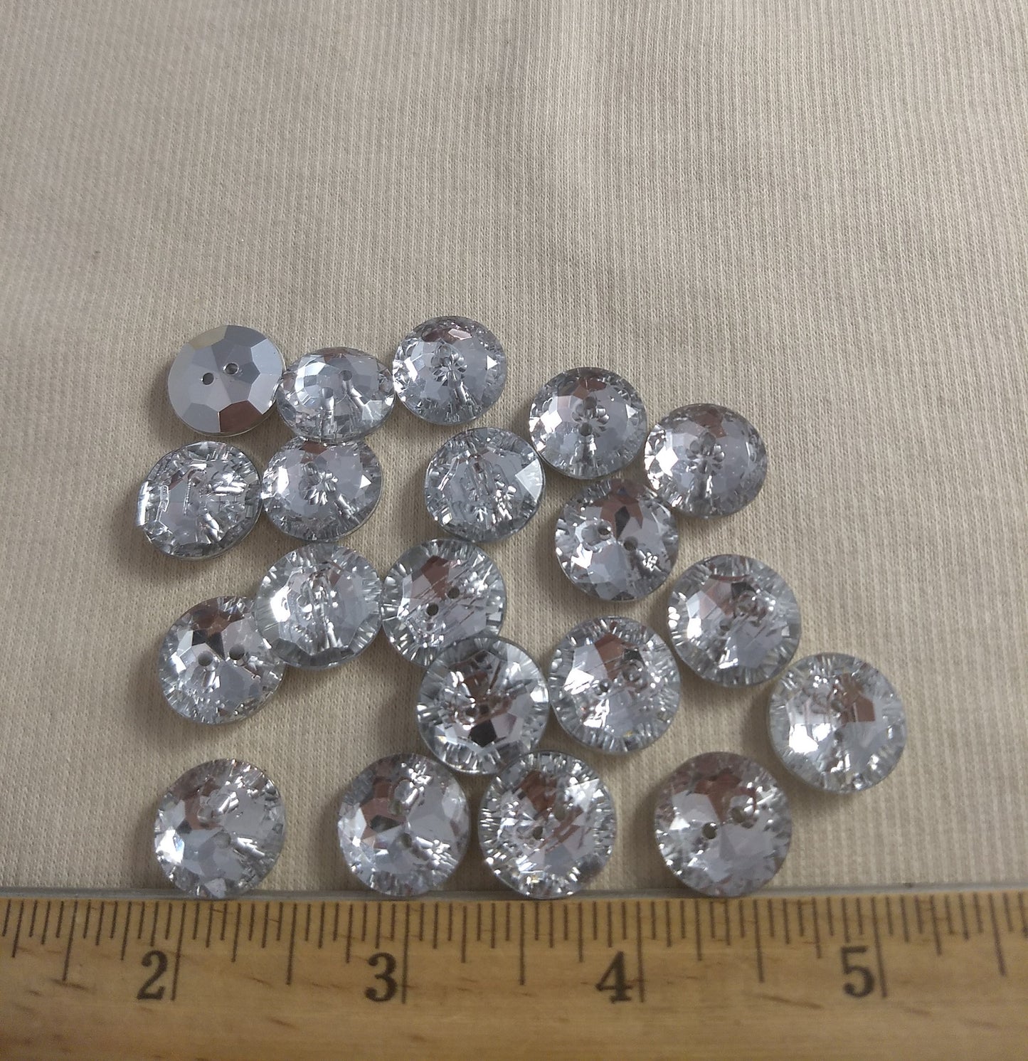 Button #SA2985 #2-Hole #Silver #Round #Acrylic-Stone #20pc