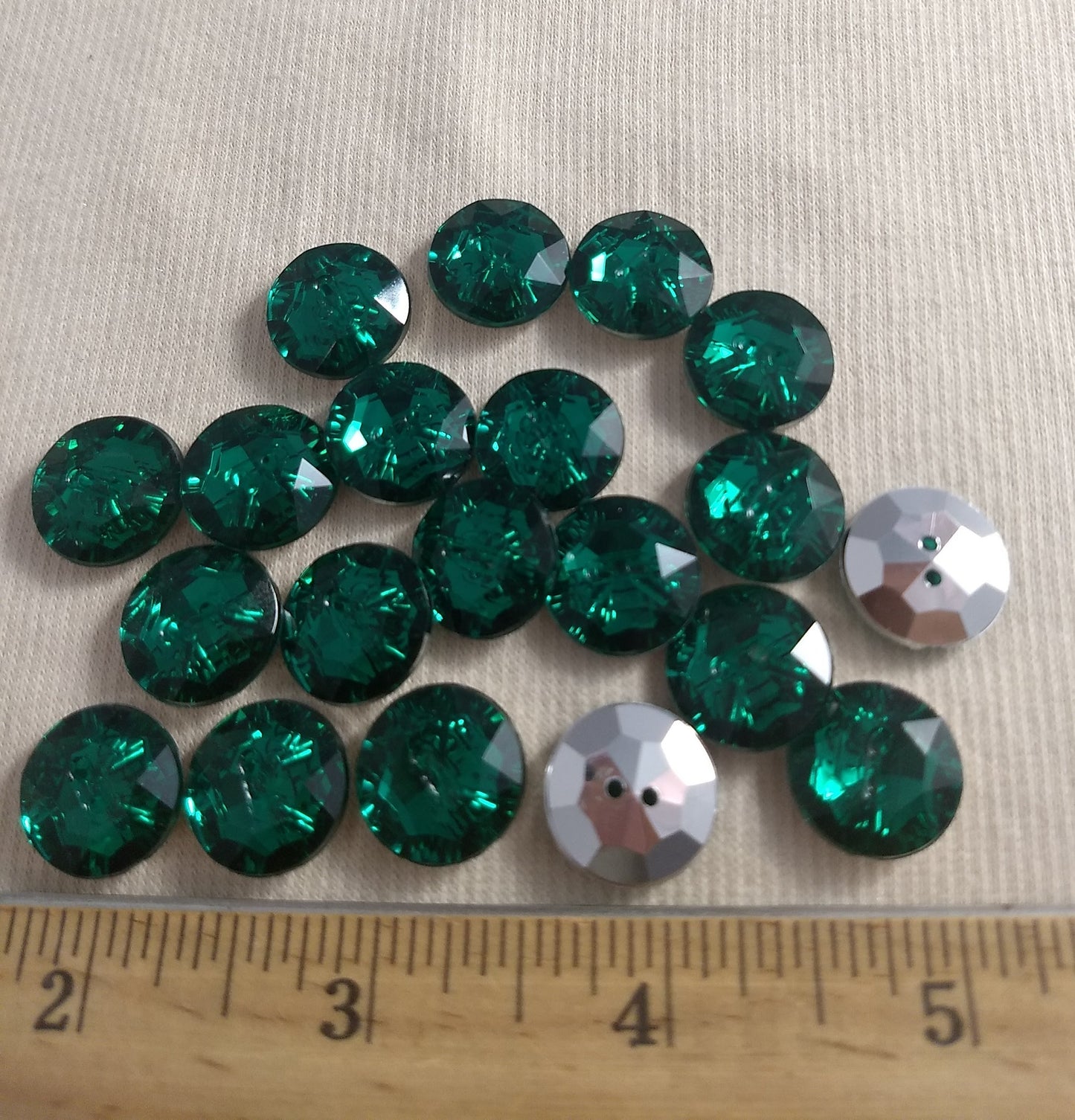 Button #SA2985 #2-Hole #Green #Round #Acrylic-Stone #20pc