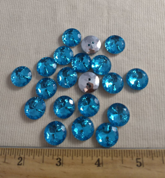 Button #SA2985 #2-Hole #Sky-Blue #Round #Acrylic-Stone #20pc