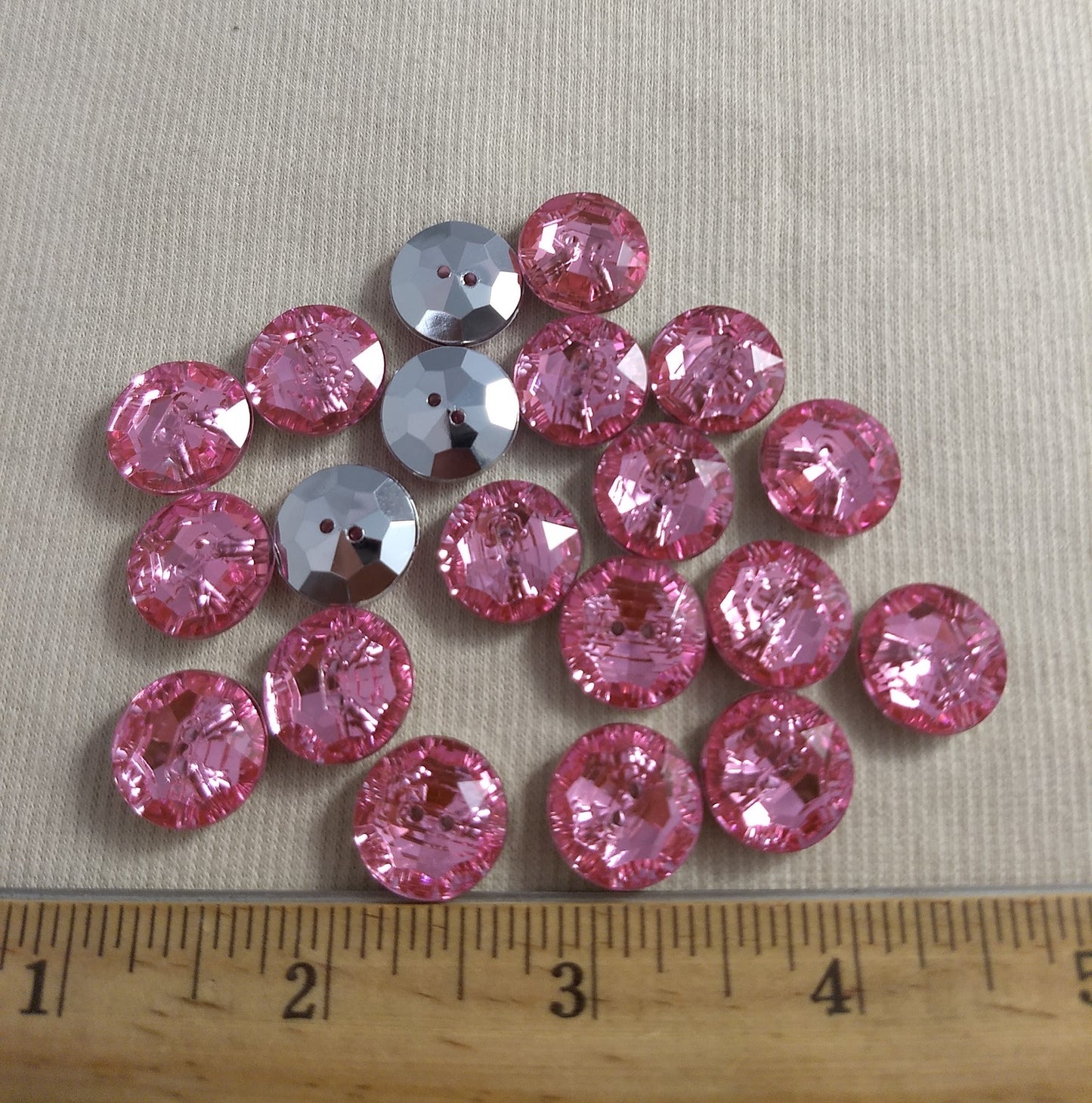 BUTTON #SA2985 #2-Hole #Rose-Pink #Round #Acrylic-Stone #20pc