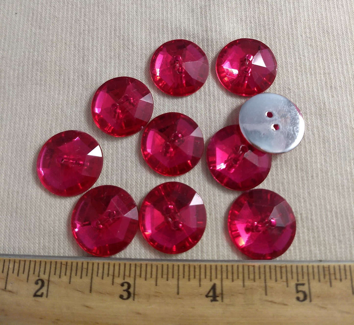 Button #F1348 #2-Hole #Pink #Round #Acrylic-Stone #20pc