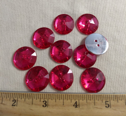 Button #F1348 #2-Hole #Pink #Round #Acrylic-Stone #20pc