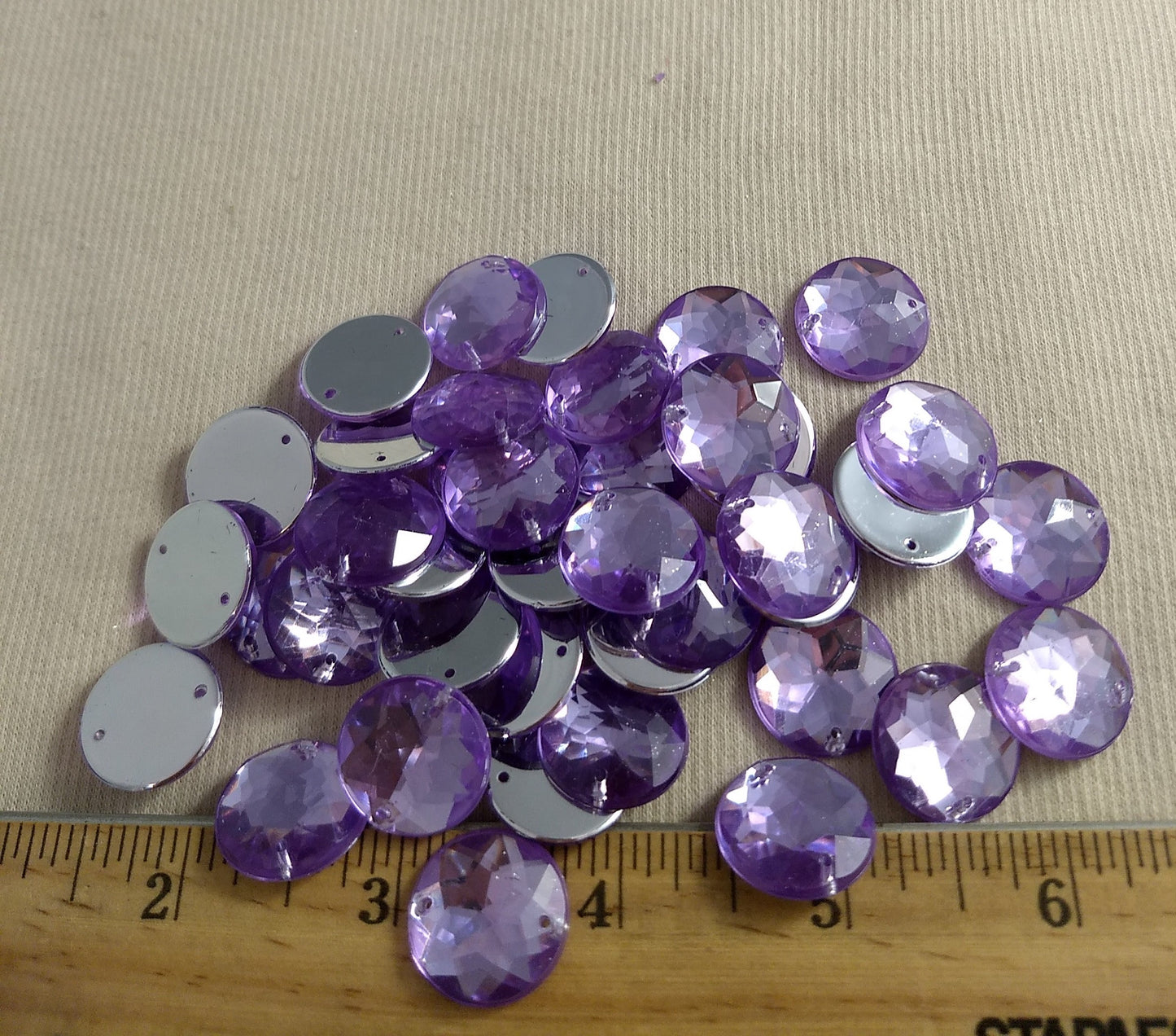 Bead XFFZ18 #2-Hole #18 #Purple #Round #Acrylic-Stone #40pc