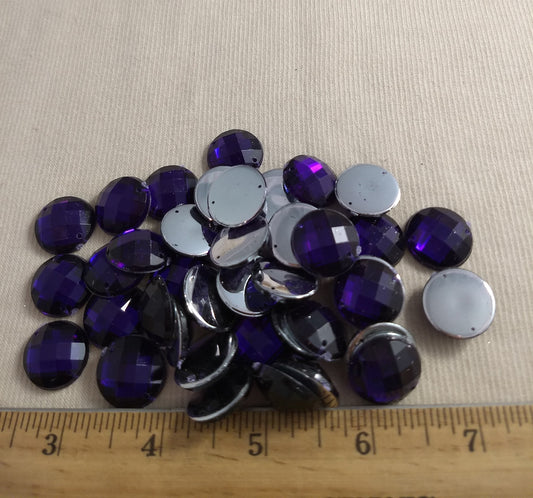 Bead XFFZ18 #2-Hole #25 #Purple #Round #Acrylic-Stone #40pc