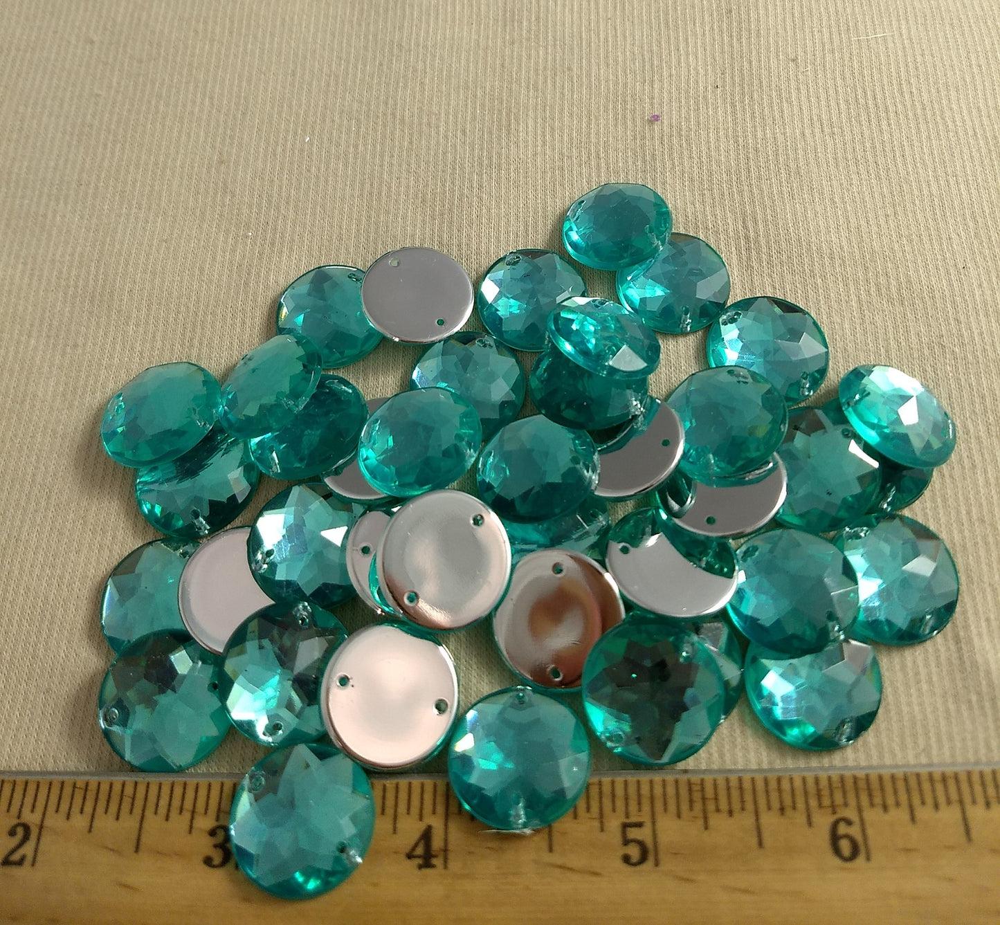 Bead XFFZ18 #2-Hole #5 #Green #Round #Acrylic-Stone #40pc