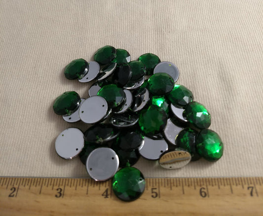 Bead XFFZ18 #2-Hole #22 #Green #Round #Acrylic-Stone #40pc