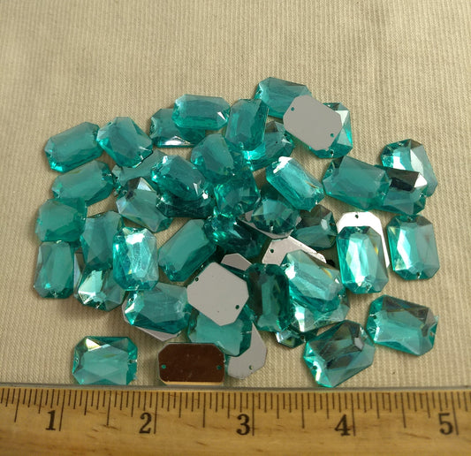 Bead XFFZ1318 #2-Hole #Turquoise #Retangle #Acrylic-Stone #40pc