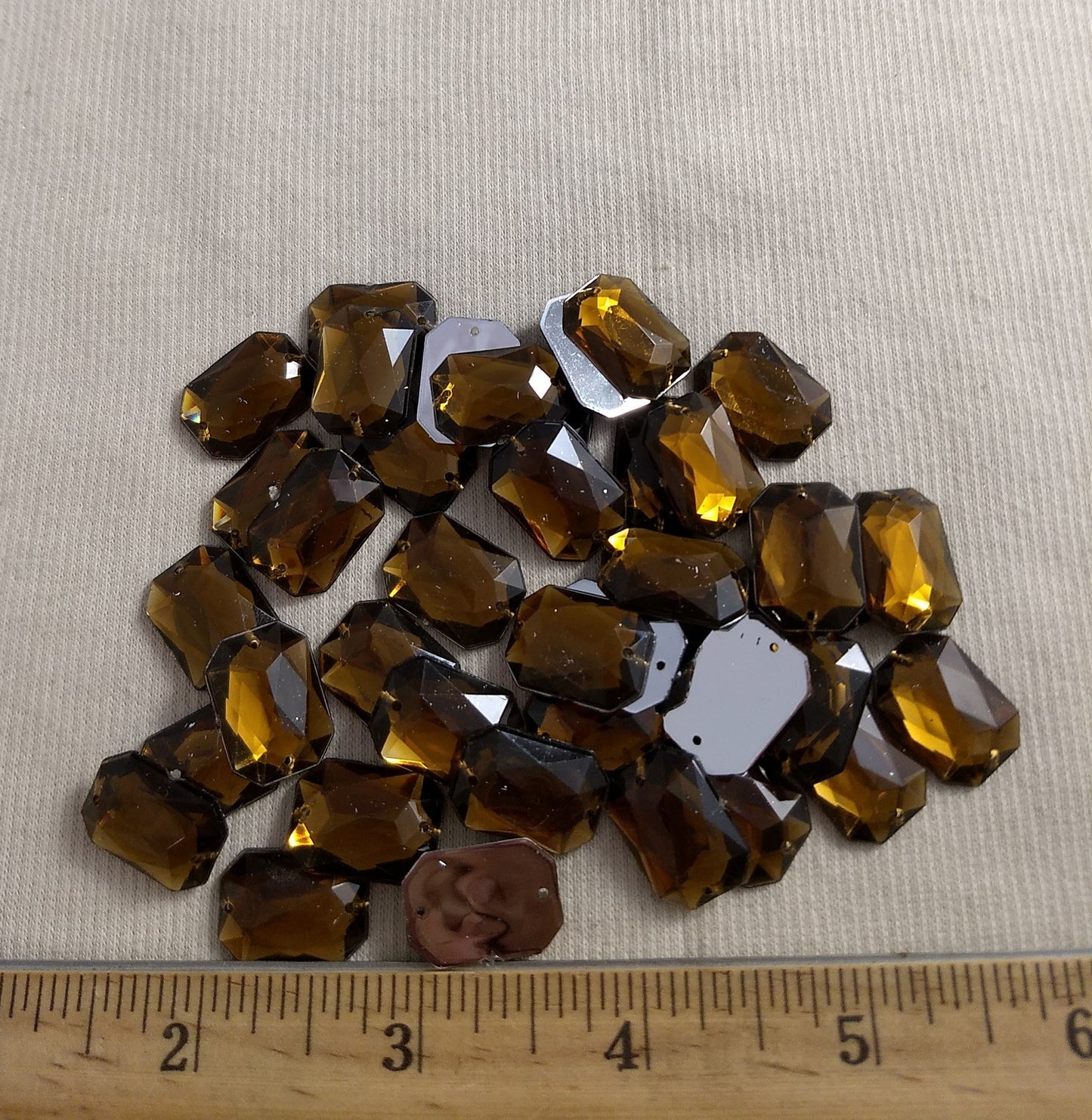 Bead XFFZ1318 #2-Hole #34 #Brown #Rectangle #Acrylic-Stone #40pc