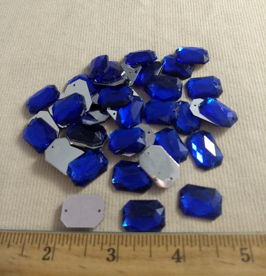 Bead #XFFZ1318 #2-Hole #Blue #Rectangle #Acrylic-Stone #40pc