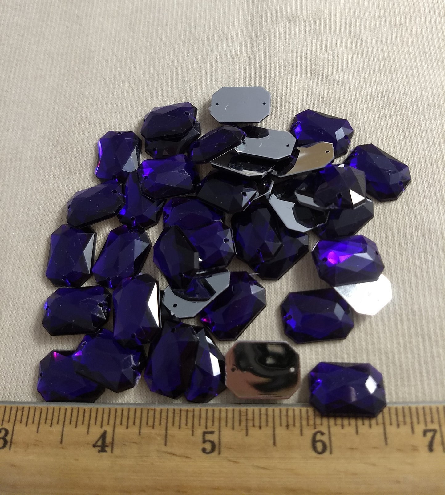 Bead #XFFZ1318 #2-Hole #Purple #Rectangle #Acrylic-Stone #40pc