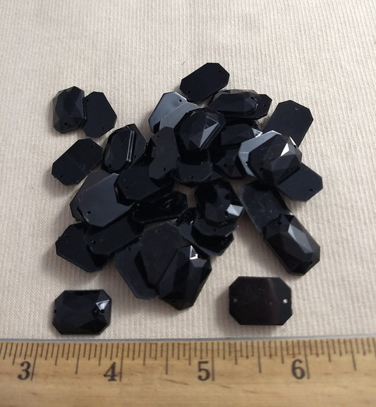 Bead #XFFZ1318 #2-Hole #Black #Rectangle #Acrylic-Stone #40pc