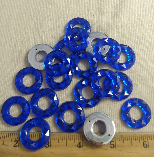 Bead #XFFZ24 #2-Hole #Blue #Round #Acrylic-Stone #20pc