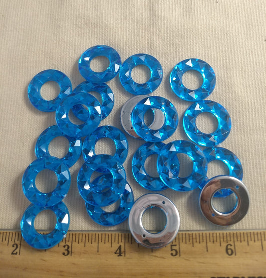 Bead #XFFZ24 #2-Hole #Blue #Round #Acrylic-Stone #20pc