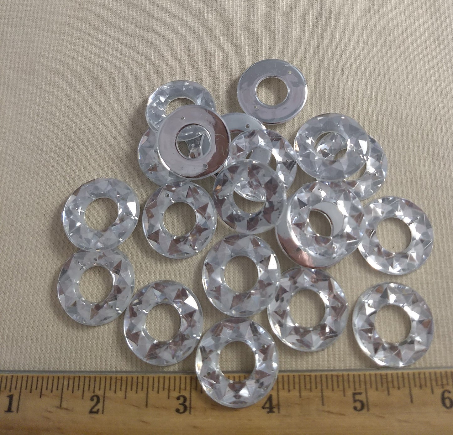 Bead #XFFZ24 #2-Hole #Clear #Round #Acrylic-Stone #20pc