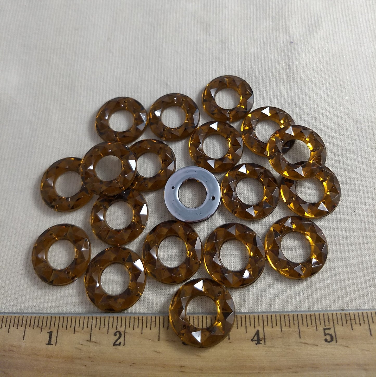 Bead #XFF #2-Hole #Brown #Round #Acrylic-Stone #20pc