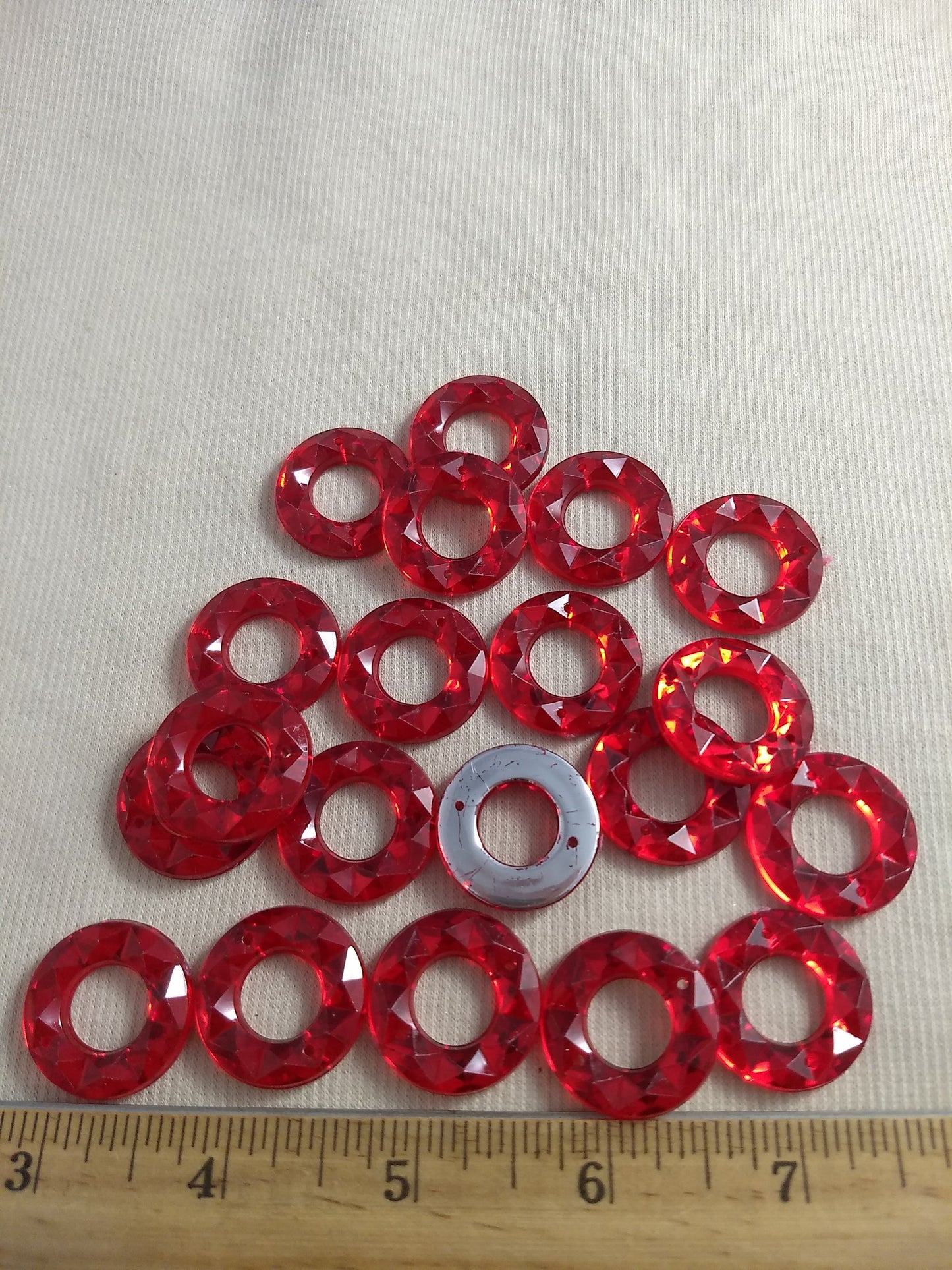 Bead #XFFZ24 #2-Hole #Red #Round #Acrylic-Stone #20pc